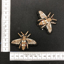 Load image into Gallery viewer, 2 Pieces Handmade 3D Bee Applique Patch Crystal Beaded  Honey Bee Insect
