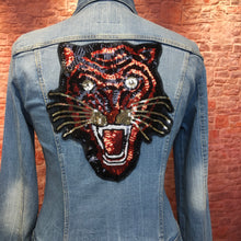 Load image into Gallery viewer, Large Sequin Tiger Head Applique Patch
