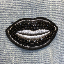Load image into Gallery viewer, Kissing Lips  Beaded  with Red Or Black Crystals  Applique Patch
