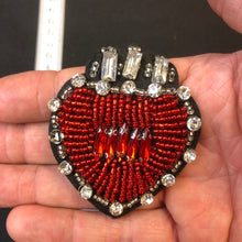 Load image into Gallery viewer, Handmade Crystal Rhinestone and Embroidered Love Heart Appliqué  Patch
