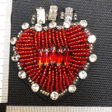 Load image into Gallery viewer, Handmade Crystal Rhinestone and Embroidered Love Heart Appliqué  Patch

