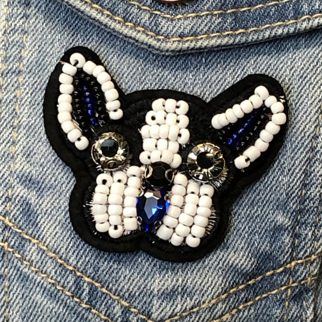 Handmade Beaded Pug Dutch Mastiff Dog  Applique Patch