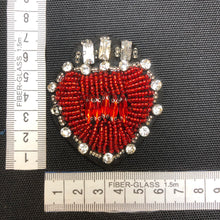 Load image into Gallery viewer, Handmade Crystal Rhinestone and Embroidered Love Heart Appliqué  Patch
