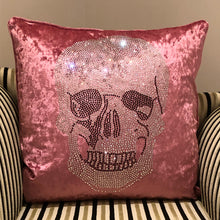Load image into Gallery viewer, Dmc Rhinestone Crushed Velvet Skull Cushion Pillow
