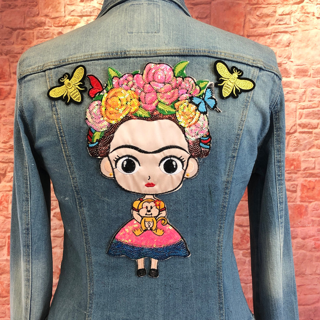 Large Embroidered  Frida Kahlo Applique Patch