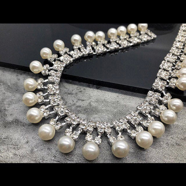 8mm Bling Rhinestone Pearl Diamond DIY Hand Sew  Neckline Accessories