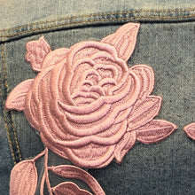 Load image into Gallery viewer, Pink Rose Embroidered Applique Patch

