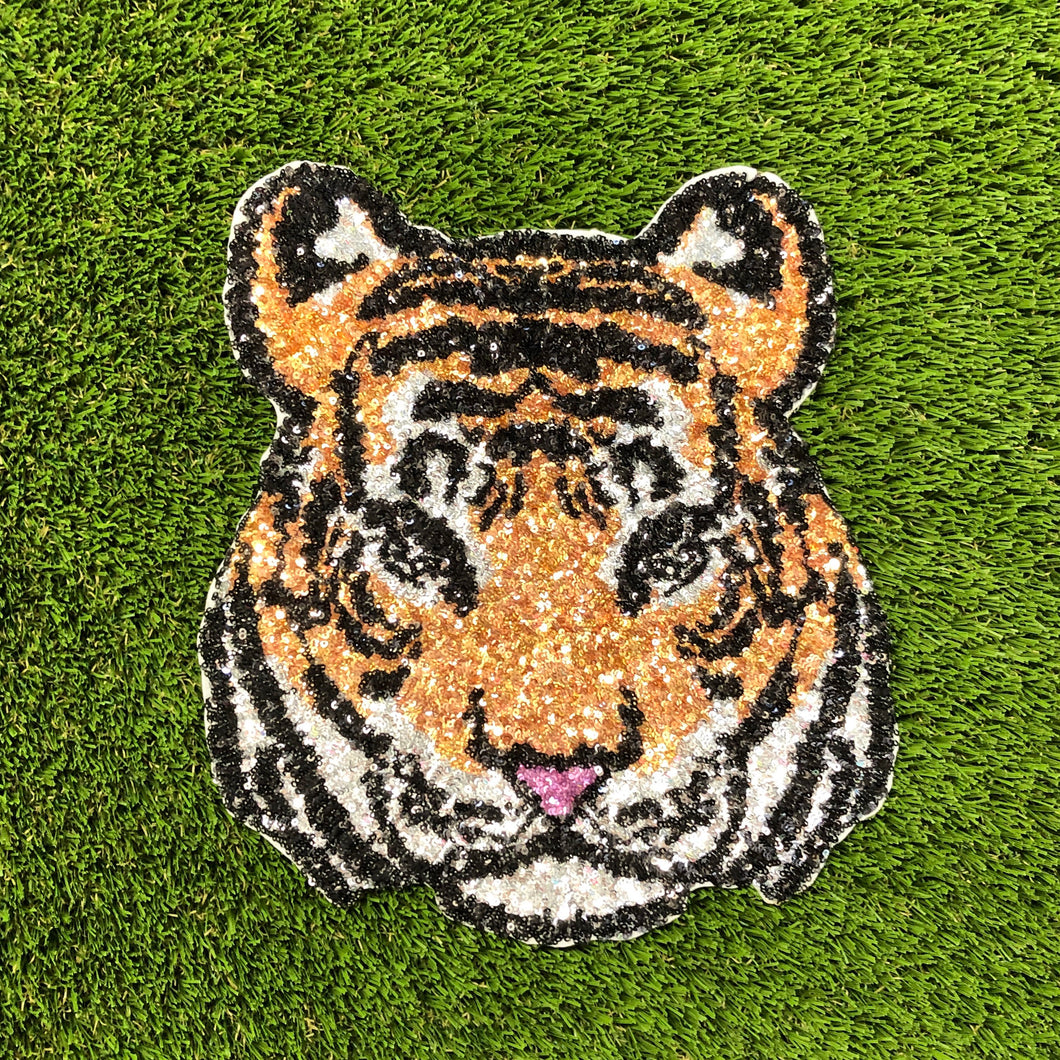 Tiger Head  Sequin Applique Patch