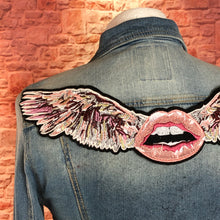 Load image into Gallery viewer, Large Embroidered Lips With Wings Applique Patch
