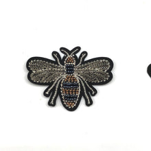 Load image into Gallery viewer, 2 Large Designer Style Handmade Grey Coloured 3D  Beaded Bumble Bee  Patch
