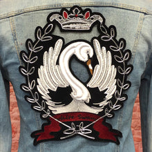 Load image into Gallery viewer, Large White Sequin Swan Applique Patch
