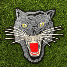 Load image into Gallery viewer, Large Grey Embroidered Panther Cat Head Applique  Patch
