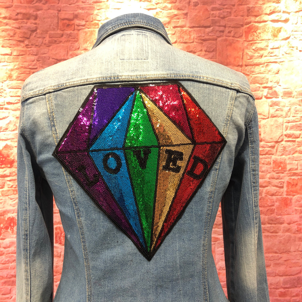 Multicolour Diamond Sequin Love  Applique Patch