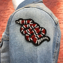 Load image into Gallery viewer, Embroidered Red Snake Iron on Applique Patch 2 pieces
