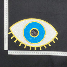Load image into Gallery viewer, Evil Eye Sequin Gold &amp; Blue Applique Patch
