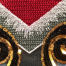 Load image into Gallery viewer, Extra Large Sequin Red Love Heart  Applique Patch  Surrounded In Gold
