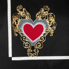 Load image into Gallery viewer, Extra Large Sequin Red Love Heart  Applique Patch  Surrounded In Gold
