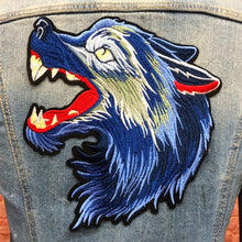 Load image into Gallery viewer, Blue Werewolf Wolf Head Embroidery Patch
