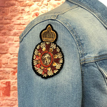 Load image into Gallery viewer, 2  Handmade 3D Gold &amp; Red Crown Patch Applique
