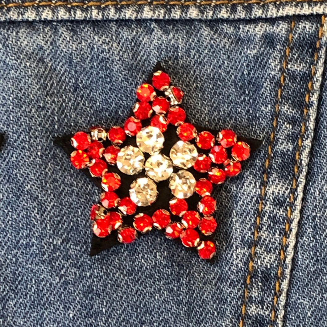 Embellished Clear Crystal Embellished Rhinestone Star Applique Patch