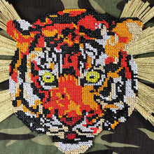 Load image into Gallery viewer, Extra Large Bright Orange &amp; Gold Tiger Head Embroidered Applique  Patch (NEEDS ATTENTION)
