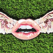 Load image into Gallery viewer, Large Embroidered Lips With Wings Applique Patch

