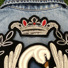 Load image into Gallery viewer, Large White Sequin Swan Applique Patch
