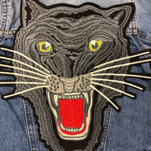 Load image into Gallery viewer, Large Grey Embroidered Panther Cat Head Applique  Patch

