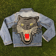 Load image into Gallery viewer, Large Grey Embroidered Panther Cat Head Applique  Patch

