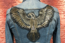 Load image into Gallery viewer, Large American Eagle With  Gold Thread on a Black Lace Backing Applique Patch
