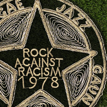 Load image into Gallery viewer, Large Rock Against Racism  Gold Thread On a Black Lace Backing Applique Patch
