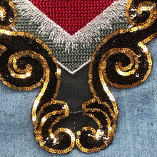 Load image into Gallery viewer, Extra Large Sequin Red Love Heart  Applique Patch  Surrounded In Gold
