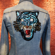 Load image into Gallery viewer, Large Sequin Tiger Head Applique Patch
