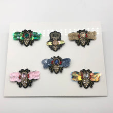 Load image into Gallery viewer, 2  Handmade 3d Crystal Sequin Embellished Bee Patch Applique
