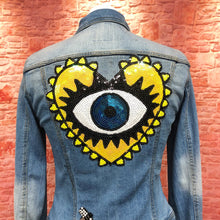 Load image into Gallery viewer, Evil Eye  Sequin Love Heart Yellow Applique Patch
