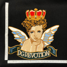 Load image into Gallery viewer, Very Large Tapestry Cherub &amp; Crown Embroidered Dg Devotion Applique Patch
