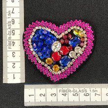 Load image into Gallery viewer, Colourful Crystal Beaded Love Heart Applique Patch
