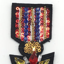 Load image into Gallery viewer, 2 Handmade Beaded &amp; Crystal Medal Applique Patch
