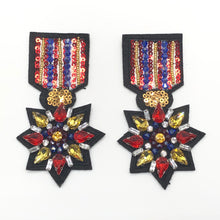 Load image into Gallery viewer, 2 Handmade Beaded &amp; Crystal Medal Applique Patch
