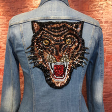 Load image into Gallery viewer, Large Sequin Tiger Head Applique Patch
