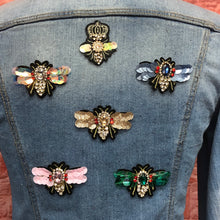 Load image into Gallery viewer, 2  Handmade 3d Crystal Sequin Embellished Bee Patch Applique
