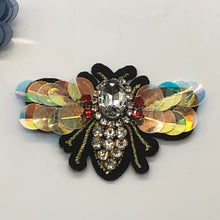 Load image into Gallery viewer, 2  Handmade 3d Crystal Sequin Embellished Bee Patch Applique
