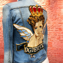 Load image into Gallery viewer, Very Large Tapestry Cherub &amp; Crown Embroidered Dg Devotion Applique Patch
