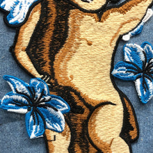 Load image into Gallery viewer, Large Cherub Embroidered Blue Flowers Tapestry Applique Patch
