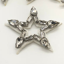 Load image into Gallery viewer, 2 Star Embellished Clear Crystal Applique Rhinestone patch With Hollow Centre
