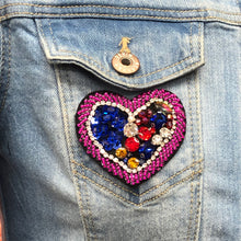 Load image into Gallery viewer, Colourful Crystal Beaded Love Heart Applique Patch
