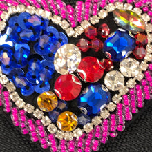 Load image into Gallery viewer, Colourful Crystal Beaded Love Heart Applique Patch
