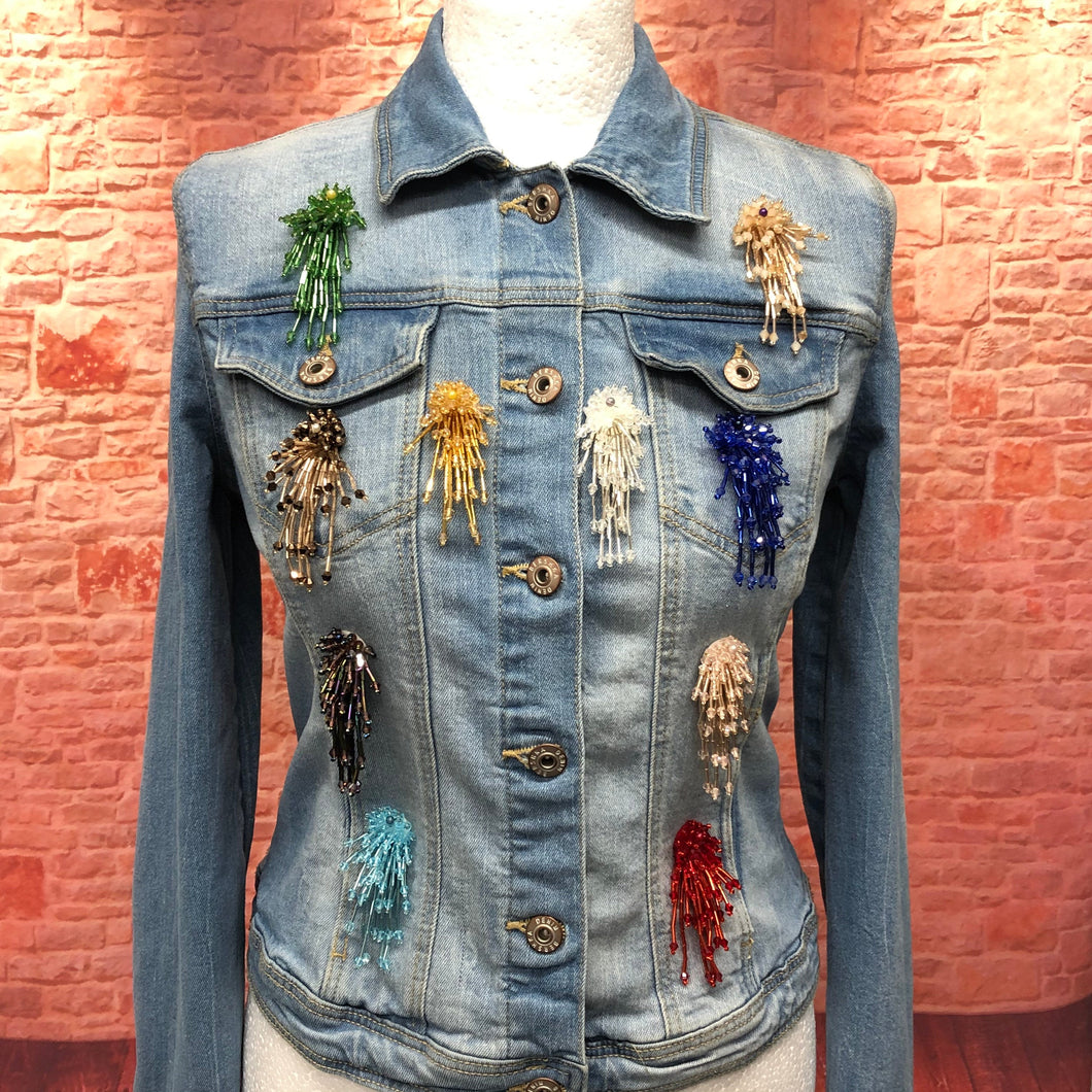 2 Handmade Beaded Tassel Applique Patch