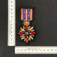 Load image into Gallery viewer, 2 Handmade Beaded &amp; Crystal Medal Applique Patch
