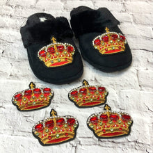 Load image into Gallery viewer, 2 Handmade 3D Red Crystal Crown Embellished Applique 8 x 7cm
